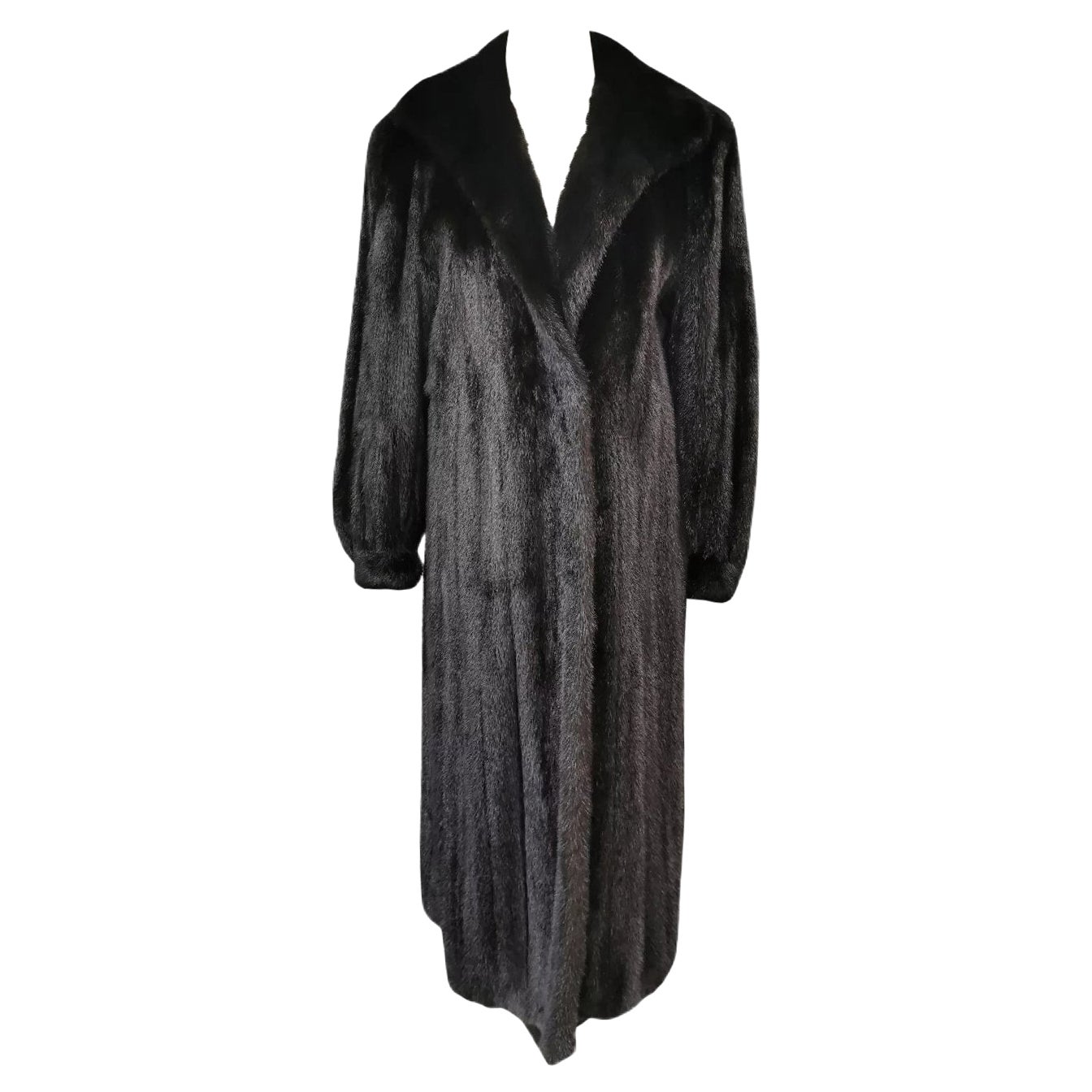 Manteau de fourrure de vison noir diamant neuf taille 8 en vente