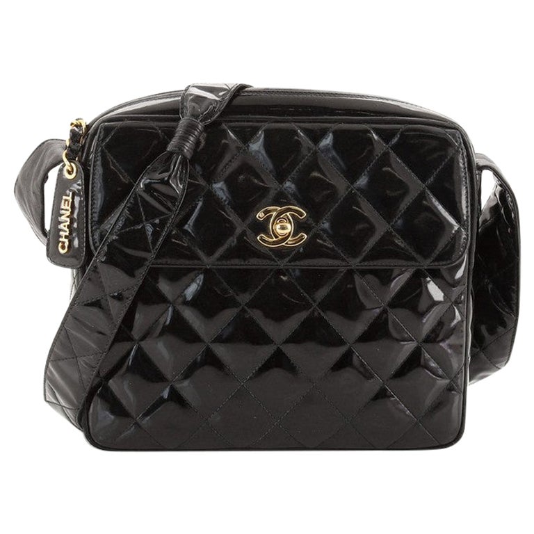 Chanel Vintage Square Front Pocket Camera Bag Quilted Patent Small at  1stDibs