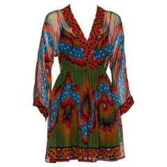 Valentino Multicolor Volcano Printed Silk Faux Wrap Mini Dress S