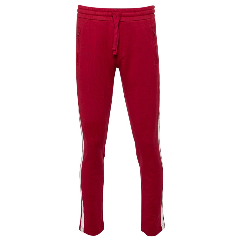 Dolce & Gabbana Burgundy Cotton Contrast Trim Detail Sweat Pants S For Sale