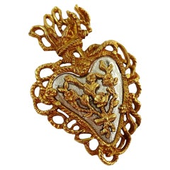 Christian Lacroix Vintage Sacred Flaming Heart Brooch