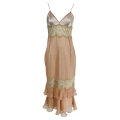 Dolce & Gabbana Peach & Pink Silk Chiffon Lace Lingerie Dress