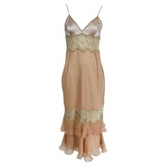 Dolce & Gabbana Peach & Pink Silk Chiffon Lace Lingerie Dress 