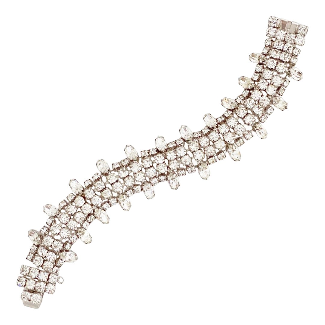 Crystal Cocktail Bracelet With Navette Accents By Weiss, 1950s
