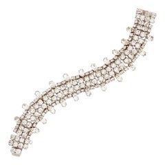 Retro Crystal Cocktail Bracelet With Navette Accents By Weiss, 1950s