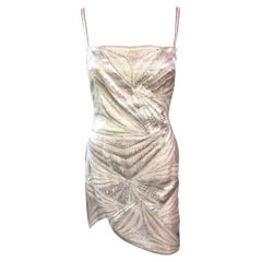 Vintage Atelier Versace Haute Couture F/W 1998 Embellished Sheer Cutout Mini Dress