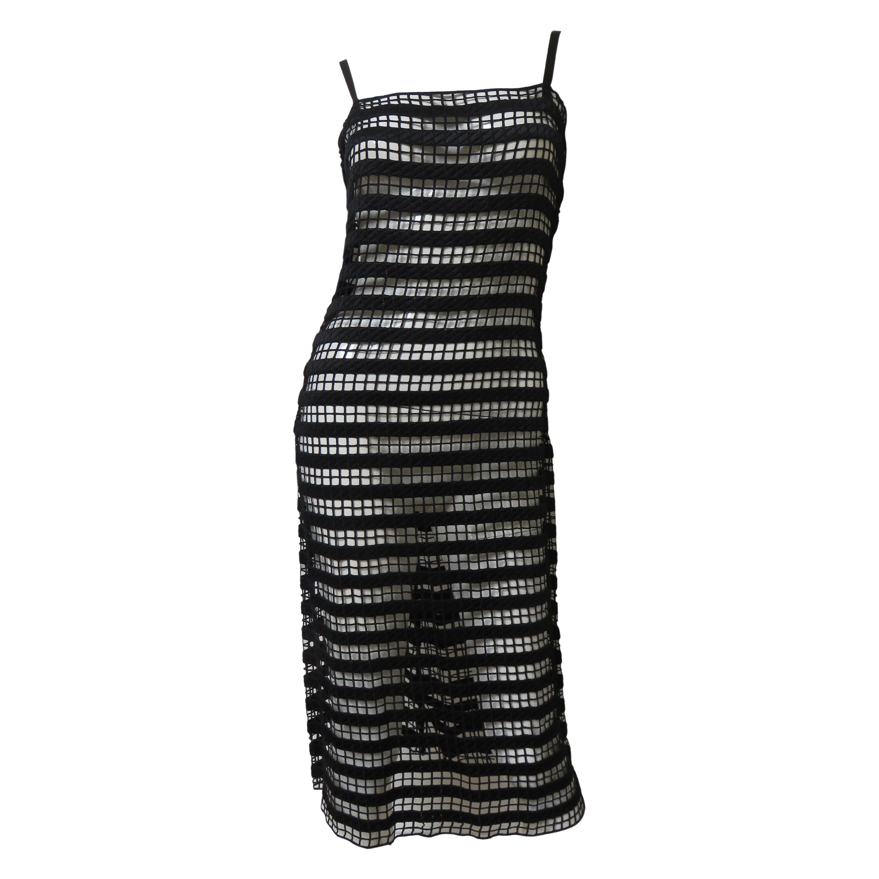 Collette Dinnigan Geometric Lace Silk Slip Dress For Sale