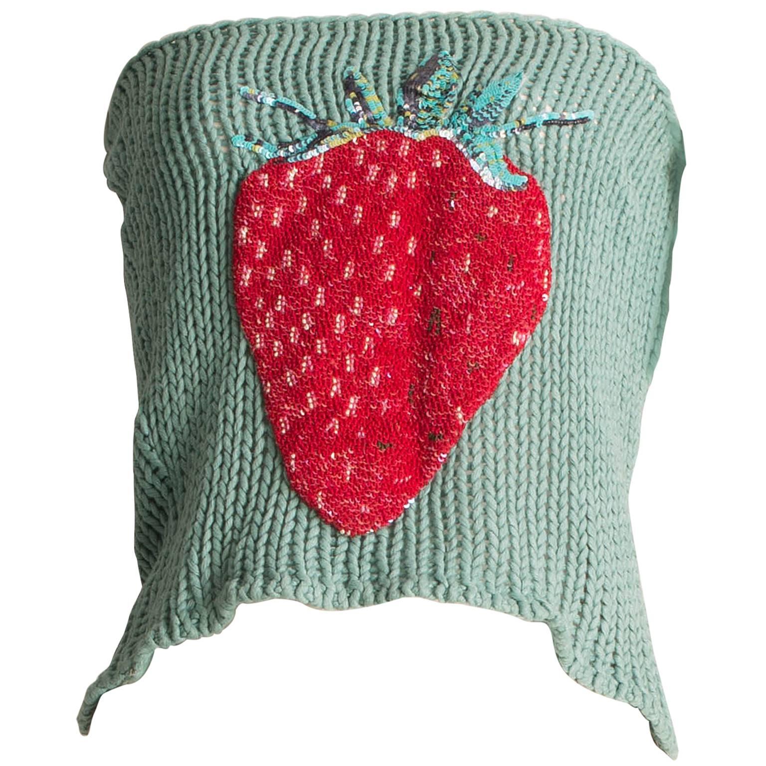 Chloe Knitted Tube Top with Strawberry Sequin Motif For Sale