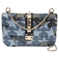 Valentino Multicolor Crystal Embellished Medium Camustars Glam Lock Flap Bag