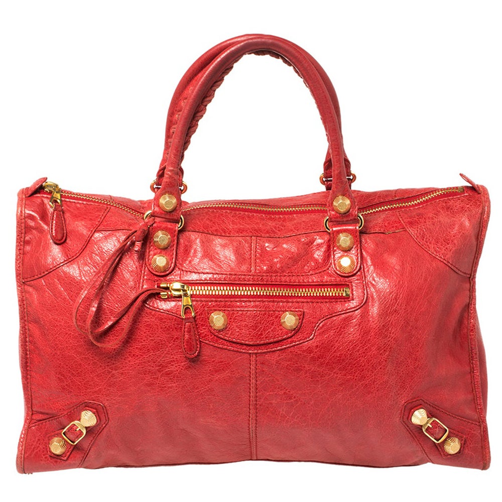 Balenciaga Red Leather Giant 21 Gold Hardware RTT Bag For Sale at 1stDibs