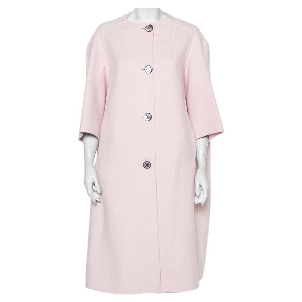 Christian Dior Pink Cashmere Button Front Mid Length Coat S