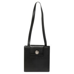 Used Bvlgari Black Leather 3 Gussets Shoulder Bag