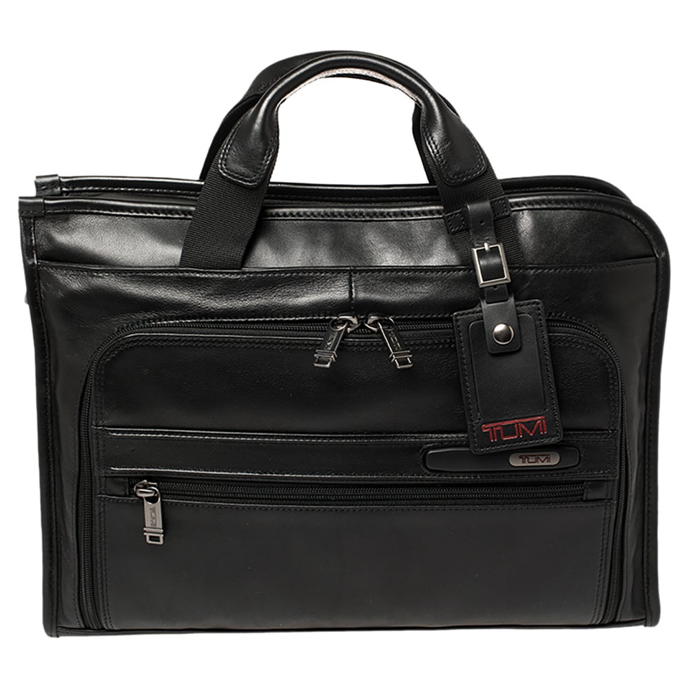 TUMI Black Leather Gen 4.2 Slim Deluxe Portfolio Bag at 1stDibs