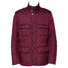 Used Burberry Brit Burgundy Synthetic Quilted Zip Front Jacket XL