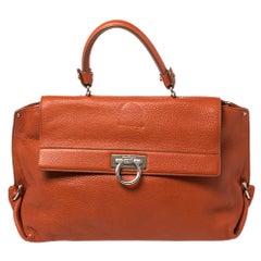 Used Salvatore Ferragamo Burnt Orange Leather Sofia Top Handle Bag