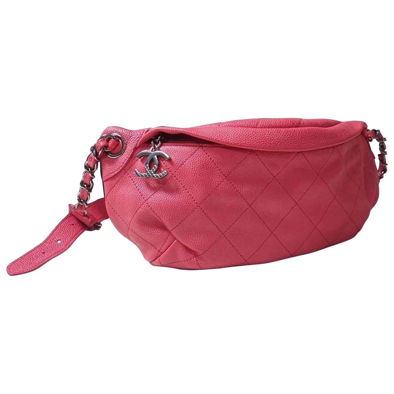 Chanel Bum Red Lambskin Fanny Pack Waist Belt Leather Bag For Sale