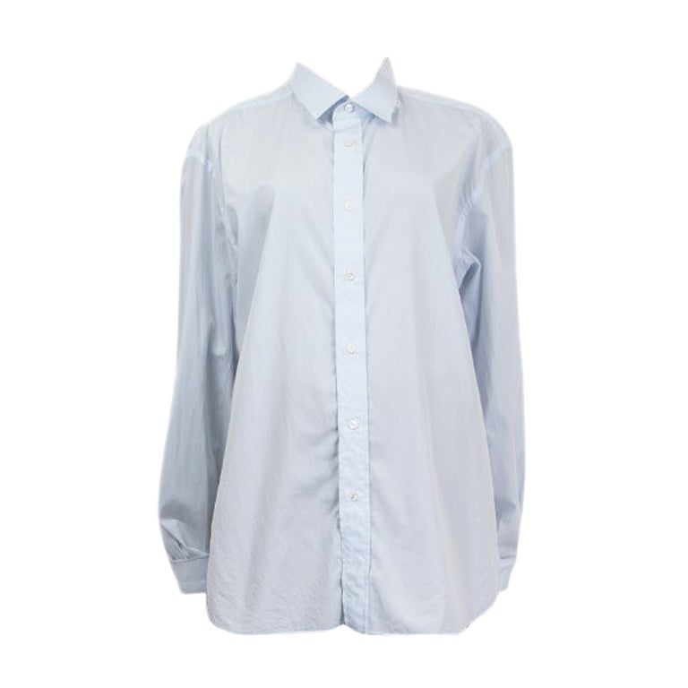 VETEMENTS + BRIONI blue cotton CROPPED BACK Button-Up Shirt S at 1stDibs |  blue button up shirt, alexander mcqueen white t shirt, alexander mcqueen  oversized runner white