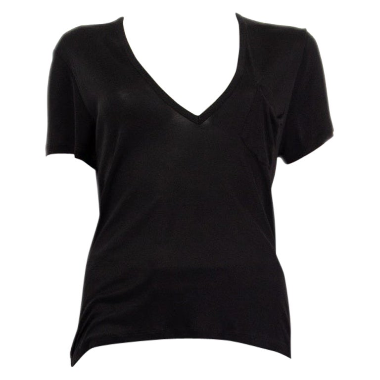 SAINT LAURENT black silk T-Shirt Shirt S For Sale