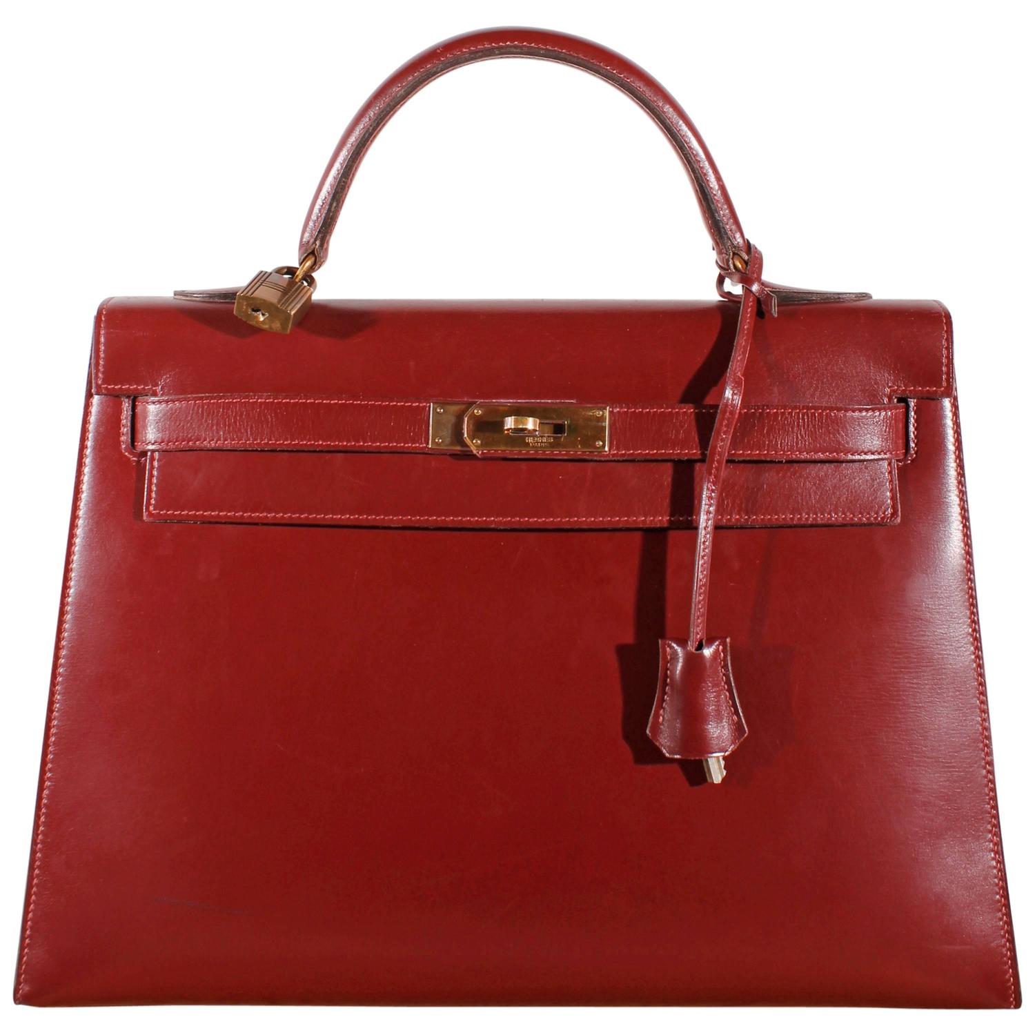 1960 Vintage Hermès Kelly Bag 32 Burgundy at 1stdibs