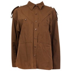 GIVENCHY drab olive cotton OVERSIZE MILITARY Button Up Shirt 36 XS