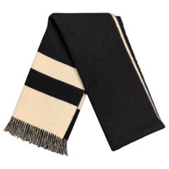 RALPH LAUREN Collection Black & White Color Block Lamb Wool Scarf