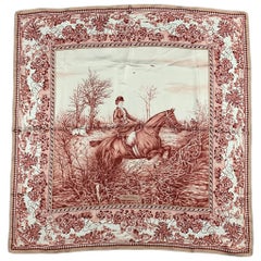 Antique RALPH LAUREN Collection Pink & White Equestrian Silk Scarf