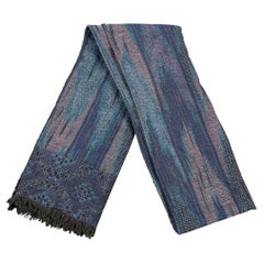 MISSONI Blue & Purple Marbled Knitted Wool / Viscose Scarf