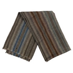 Vintage MISSIONI Grey & Brown Stripe Wool Knit Scarf