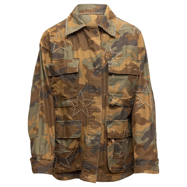 Amiri Brown and Multicolor Studded Camo Utility Jacket For Sale at 1stDibs