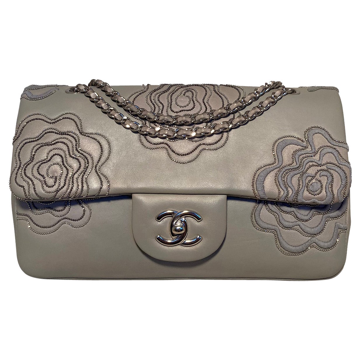 Chanel Camellia Follies Embroidered Medium Classic Flap