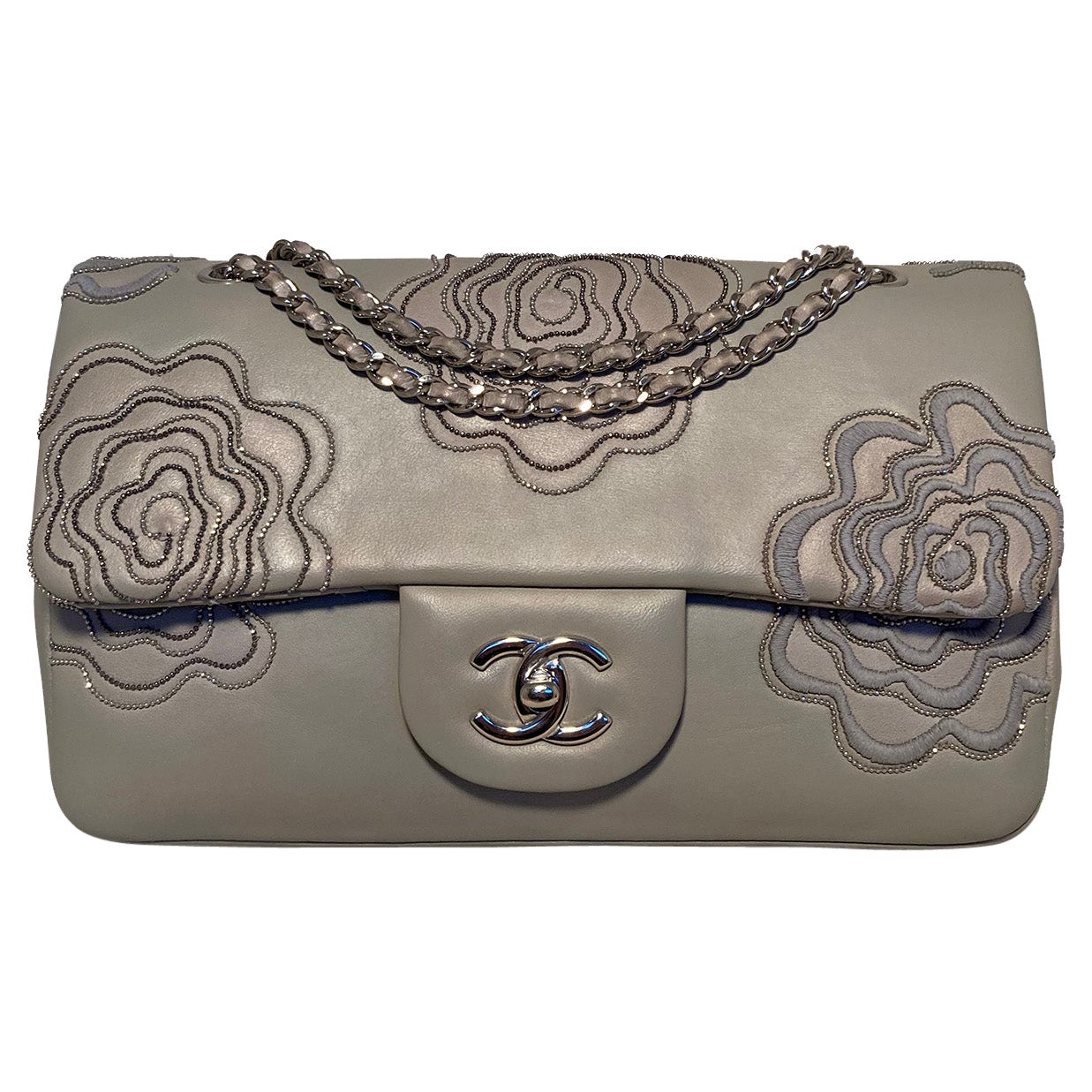 Chanel Camellia Follies Embroidered Medium Classic Flap 