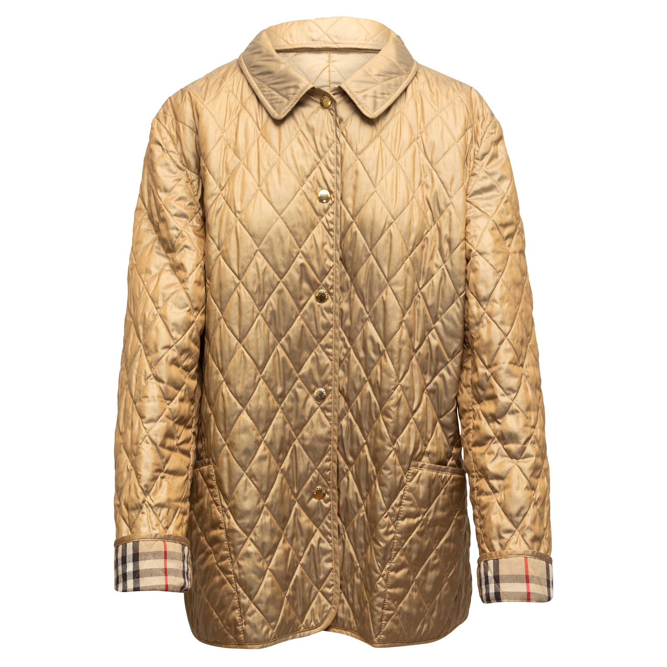 Burberry Gold Quilted Jacket For Sale at 1stDibs