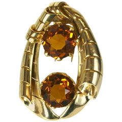 Calvaire Retro Citrine Clip Brooch