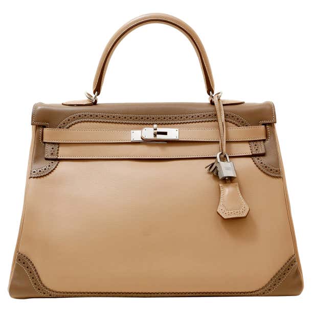 Hermès Etoupe Etain Swift Ghillies 35 cm Limited Edition Kelly Bag For ...