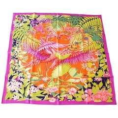 Hermes Scarf Flamingo Party Miami 90 cm Silk Limited Edition Pink Carre New w/ B