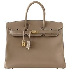 HERMES BIRKIN 35 Tasche ETOUPE Taupe Epsom Begehrte Goldbeschläge