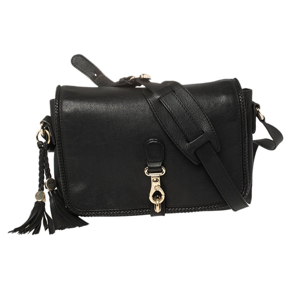 Gucci Black Leather Medium Marrakech Tassel Shoulder Bag