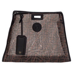 Fendi Braun Zucca Mesh und Leder Große Peekaboo Defender Pouch