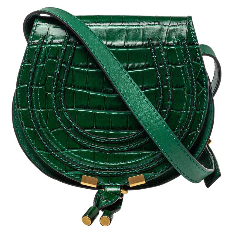 Chloe Grün Krokodilgeprägte Leder Mini Marcie Crossbody Tasche bei 1stDibs