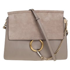 Chloe Beige Leather and Suede Medium Faye Shoulder Bag