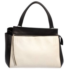 Celine Black/White Leather Medium Edge Top Handle Bag