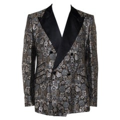 Dolce & Gabbana Metallic Lurex Jacquard Double Breasted Sicilia Blazer 3XL
