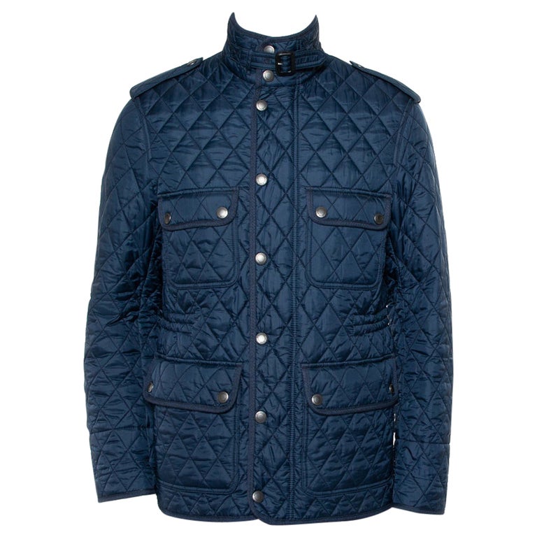 Burberry Brit Navy Blue Synthetic Quilted Russell Field Jacket M at 1stDibs