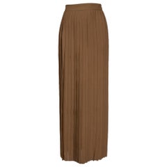 Gucci Brown Silk Pleated Maxi Skirt XS