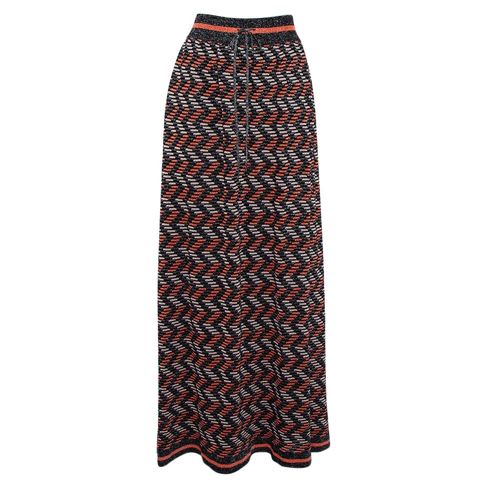 M Missoni Multicolor Geometric Pattern Lurex Knit Maxi Skirt L