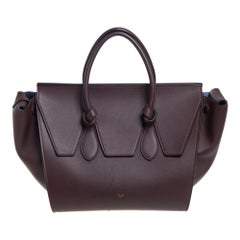 Celine Burgundy Leather Small Tie Tote