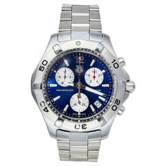 Montre-bracelet Aquaracer CAF1112 Tag Heuer en acier inoxydable bleu pour hommes, 41 mm