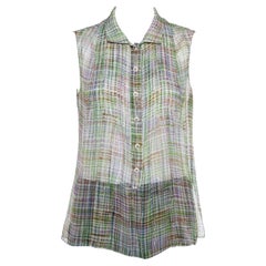 Chanel Multicolor Lurex Silk Sleeveless Shirt M