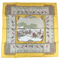 Hermès "Les Plaisirs Du Froid" Silk Twill Scarf by Hugo Grygkar, 1991.