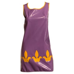 Retro 1960’s Tuffin and Foale Youthquake Lavender and Yellow Vinyl Dress Never Worn